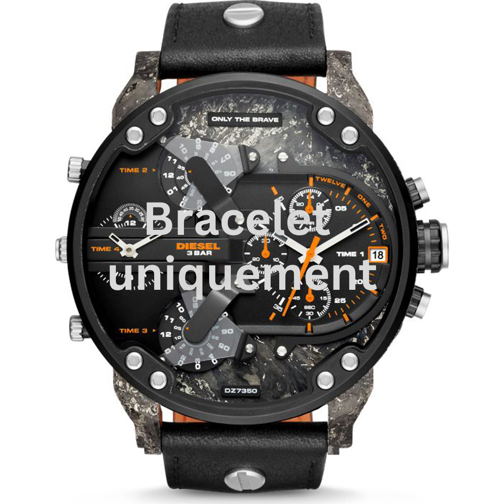 Bracelet cuir noir Diesel - MR DADDY 2.0 / DZ7407-Bracelet de montre-AtelierNet