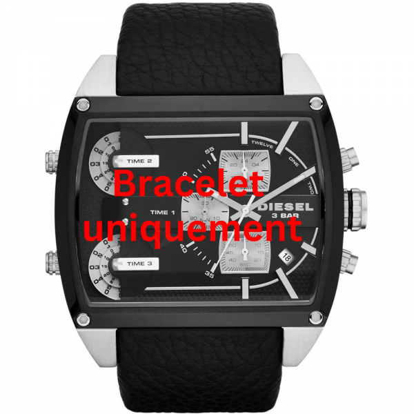 Bracelet cuir noir Diesel - FLEET/MOTHERSHIP / DZ7326-bracelet montre cuir homme-AtelierNet