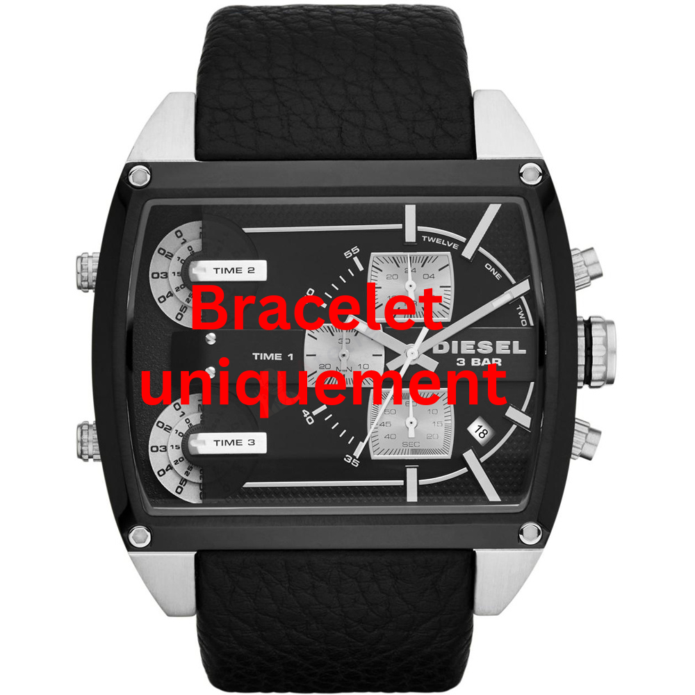 Bracelet cuir noir Diesel - FLEET/MOTHERSHIP / DZ7326-bracelet montre cuir homme-AtelierNet