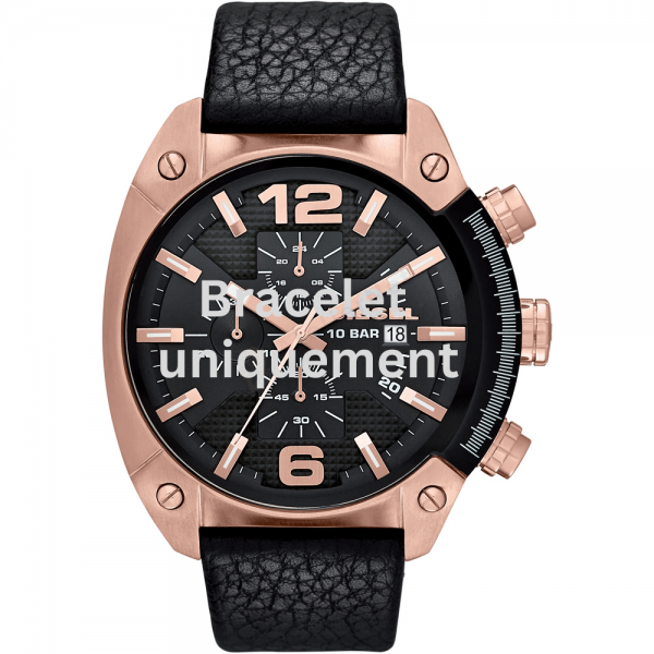 Bracelet cuir noir Diesel - OVERFLOW / DZ4297-bracelet montre cuir homme-AtelierNet