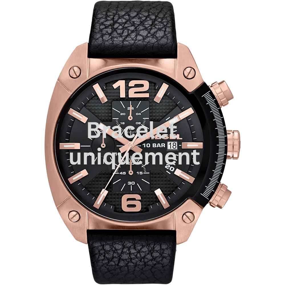 Bracelet cuir noir Diesel - OVERFLOW / DZ4297-bracelet montre cuir homme-AtelierNet