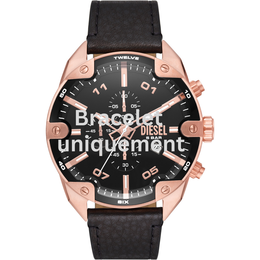 Bracelet leather black Diesel - SPIKED / DZ4607-Bracelets de montres-AtelierNet