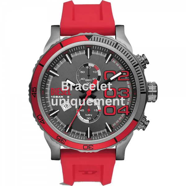 Bracelet caoutchouc rouge Diesel - DOUBLE DOWN / DZ4613-Bracelet Montre Diesel-AtelierNet
