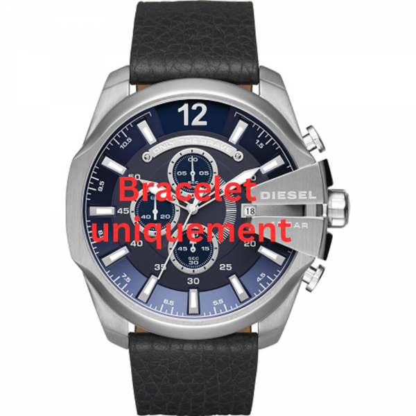 Bracelet cuir noir Diesel - MEGA CHIEF / DZ4320 - DZ4423 - DZ4402-Bracelet de montre-AtelierNet