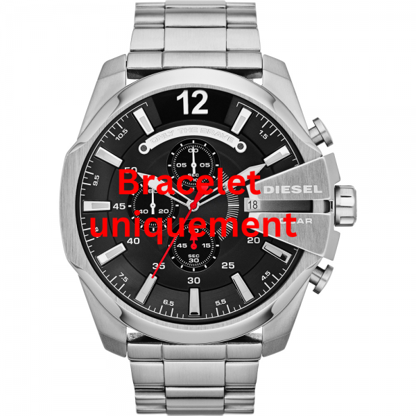 Bracelet métal argent Diesel - MEGA CHIEF / DZ4308 - DZ4328 - DZ4465 - DZ4477 - DZ4501-Bracelet de montre-AtelierNet