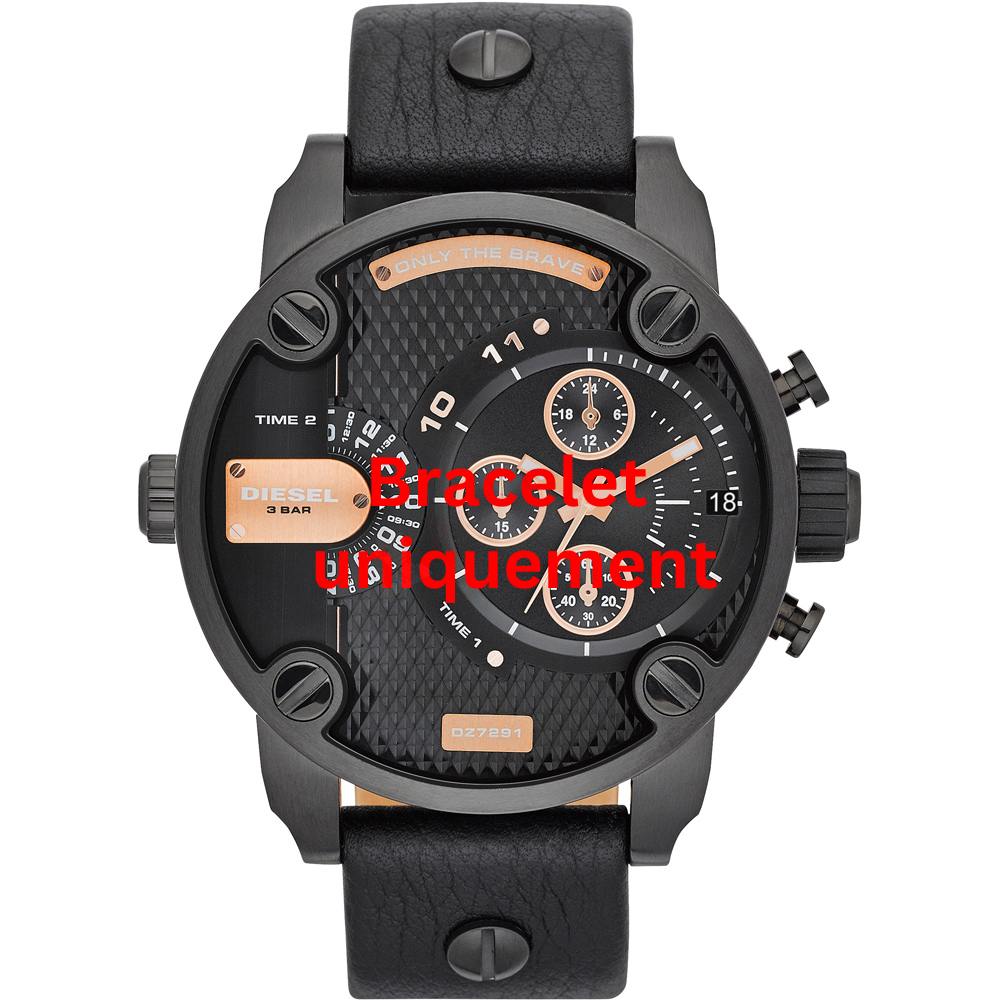 Bracelet cuir noir Diesel - LITTLE DADDY / DZ7291 - DZ7257 - DZ7286-Bracelet de montre-AtelierNet