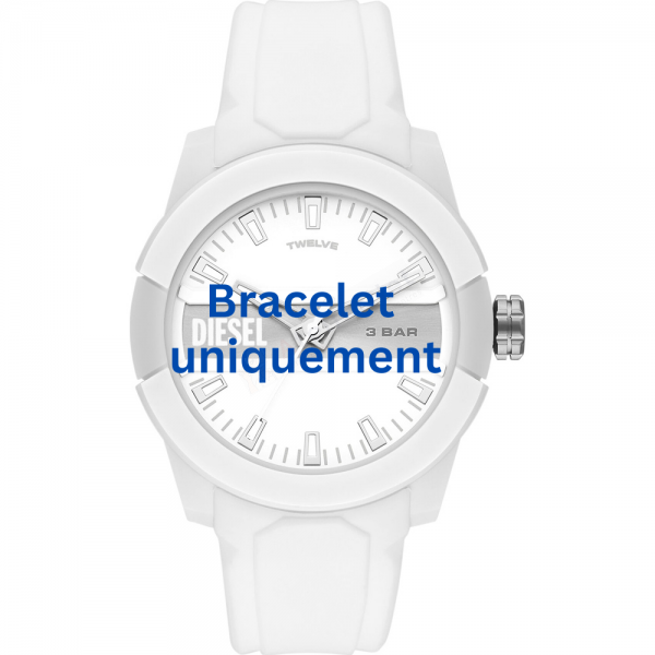 Bracelet caoutchouc blanc Diesel - DOUBLE UP / DZ1981-Bracelet Montre Diesel-AtelierNet