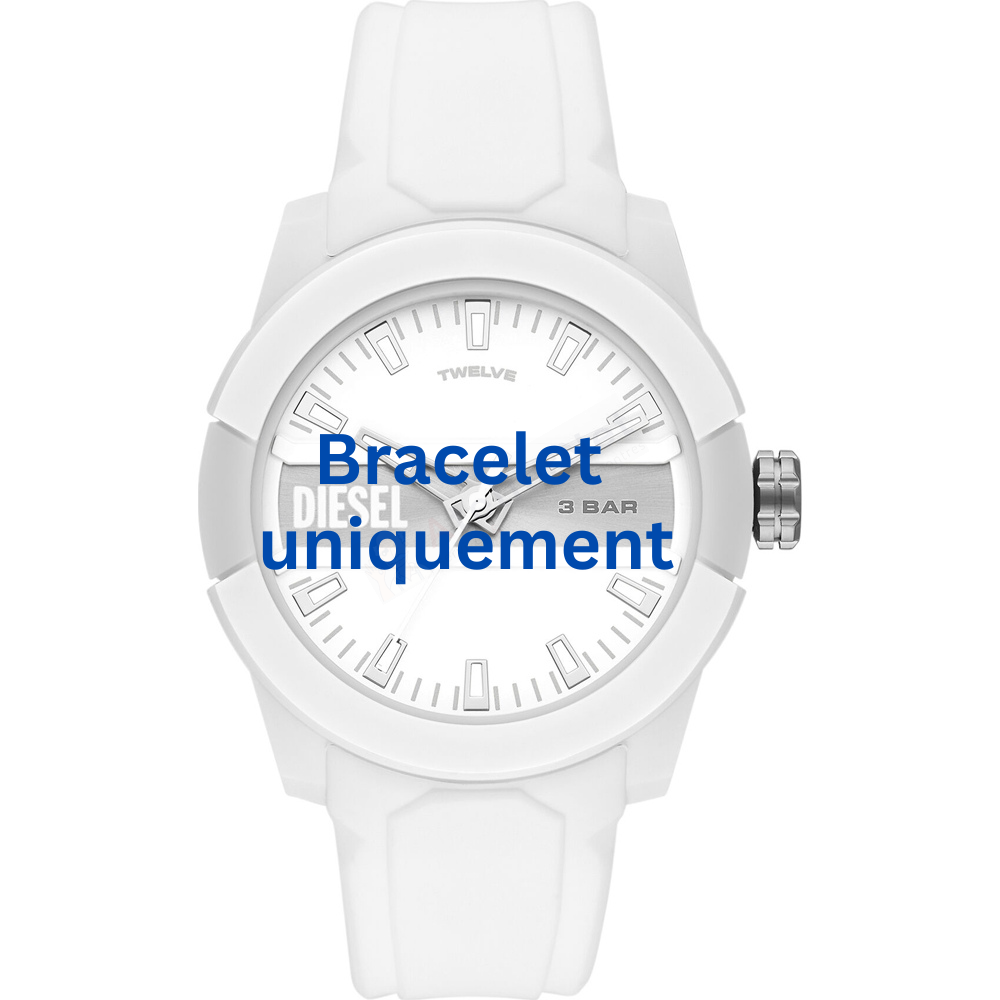 Bracelet caoutchouc blanc Diesel - DOUBLE UP / DZ1981-Bracelet Montre Diesel-AtelierNet