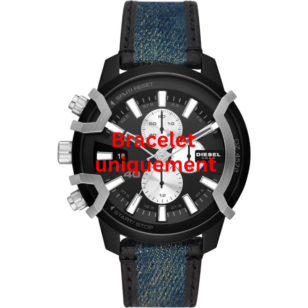 Bracelet textile sur cuir bleu Diesel - GRIFFED / DZ4572-Bracelet Montre Diesel-AtelierNet