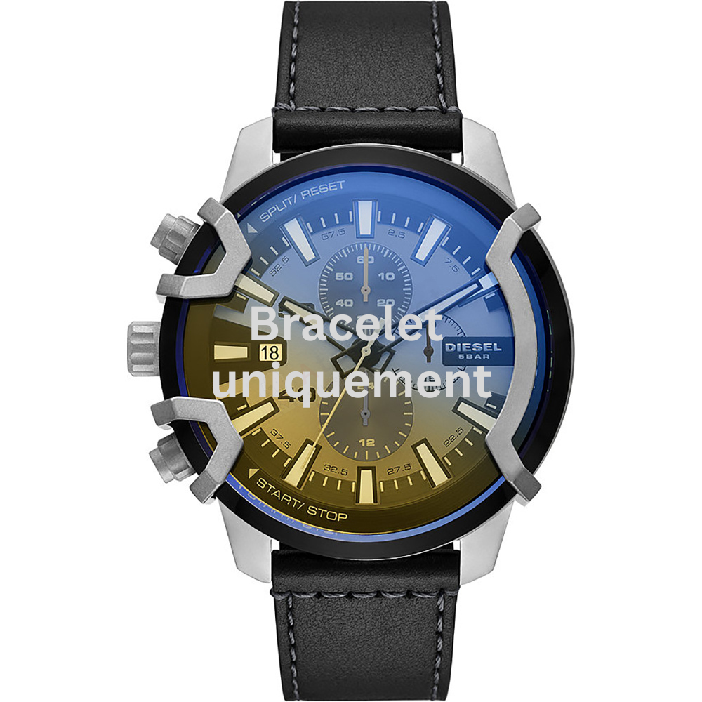 Bracelet cuir noir Diesel - GRIFFED / DZ4584-Bracelet Montre Diesel-AtelierNet