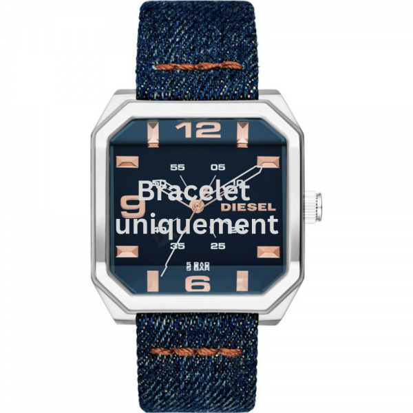 Bracelet textile sur cuir bleu Diesel - FLAT TOP / DZ1825-Bracelet Montre Diesel-AtelierNet