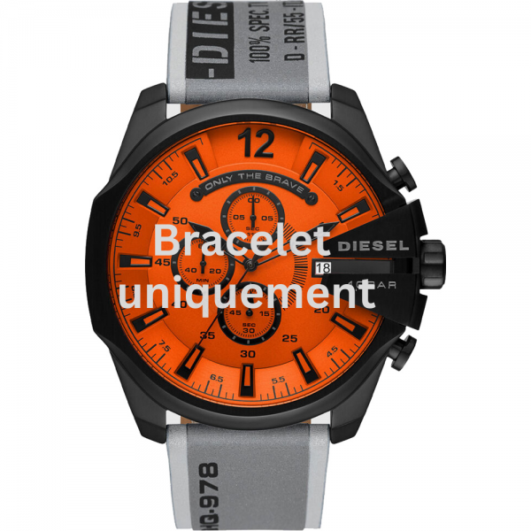 Bracelet cuir gris Diesel - MEGA CHIEF / DZ4535-Bracelet de montre-AtelierNet