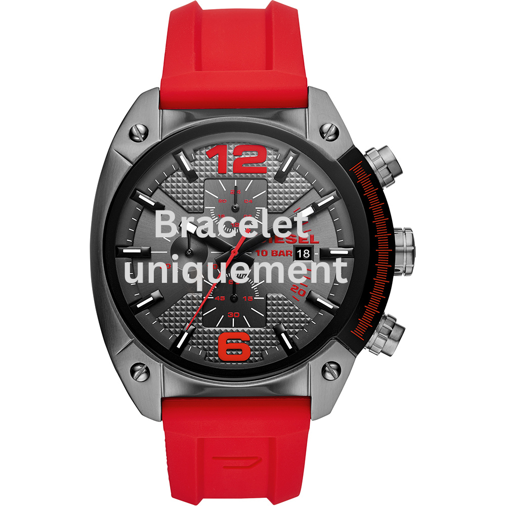 Bracelet caoutchouc rouge Diesel - OVERFLOW / DZ4481-Bracelet Montre Diesel-AtelierNet