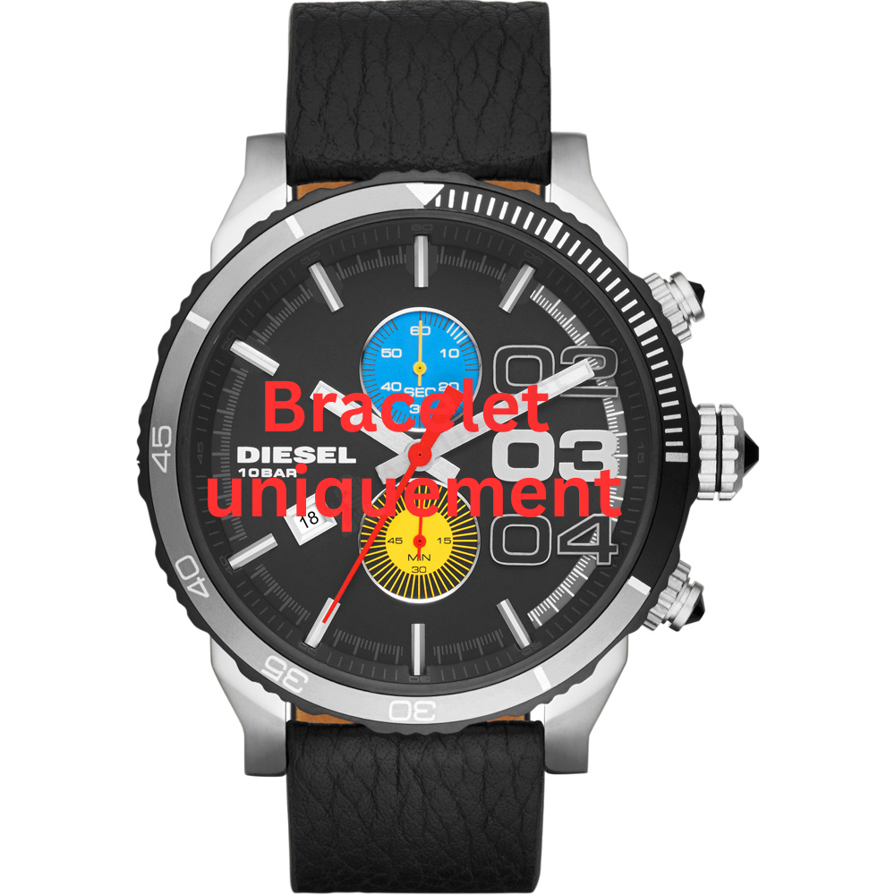Bracelet cuir noir Diesel -  DOUBLE DOWN BIG / DZ4331-Bracelet de montre-AtelierNet