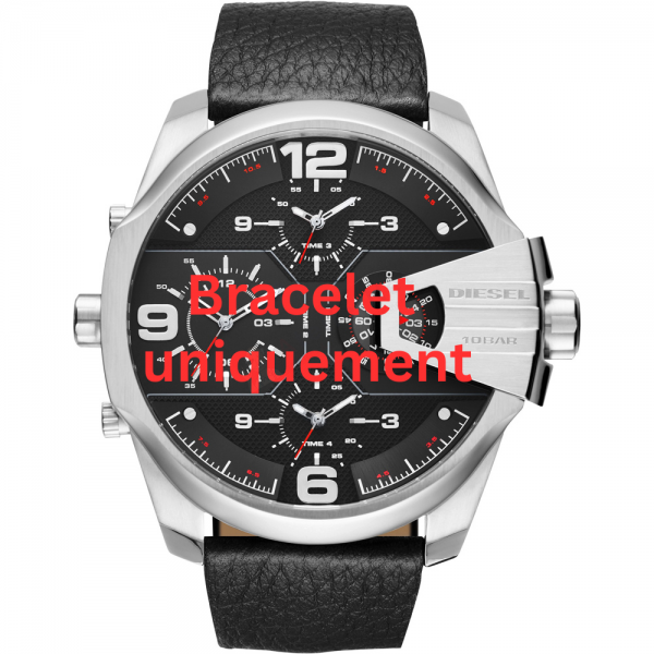 Bracelet cuir noir Diesel - UBER CHIEF / DZ7376-Bracelet de montre-AtelierNet