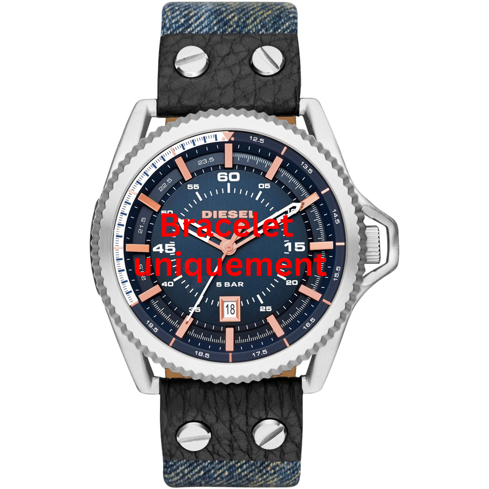 Bracelet textile sur cuir bleu Diesel - ROLLCAGE / DZ1727-Bracelet de montre-AtelierNet