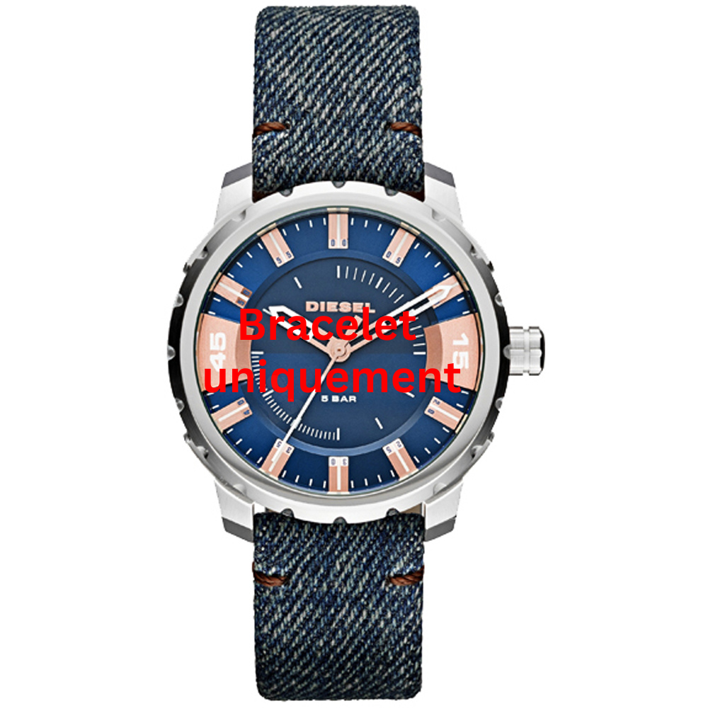 Bracelet textile sur cuir bleu Diesel - STRONGHOLD MEDIUM / DZ1722-Bracelet de montre-AtelierNet