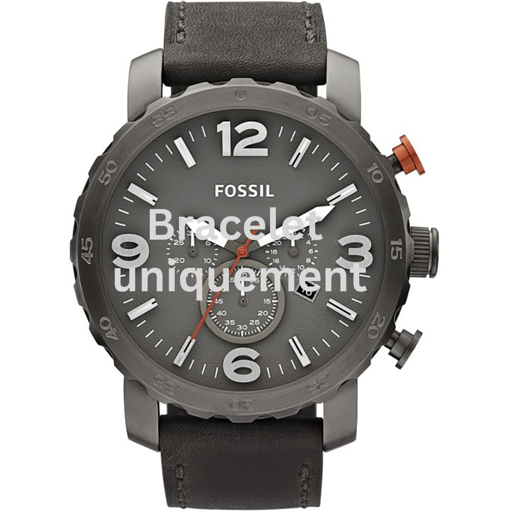 Bracelet cuir gris Fossil - NATE / JR1419-Bracelet de montre-AtelierNet