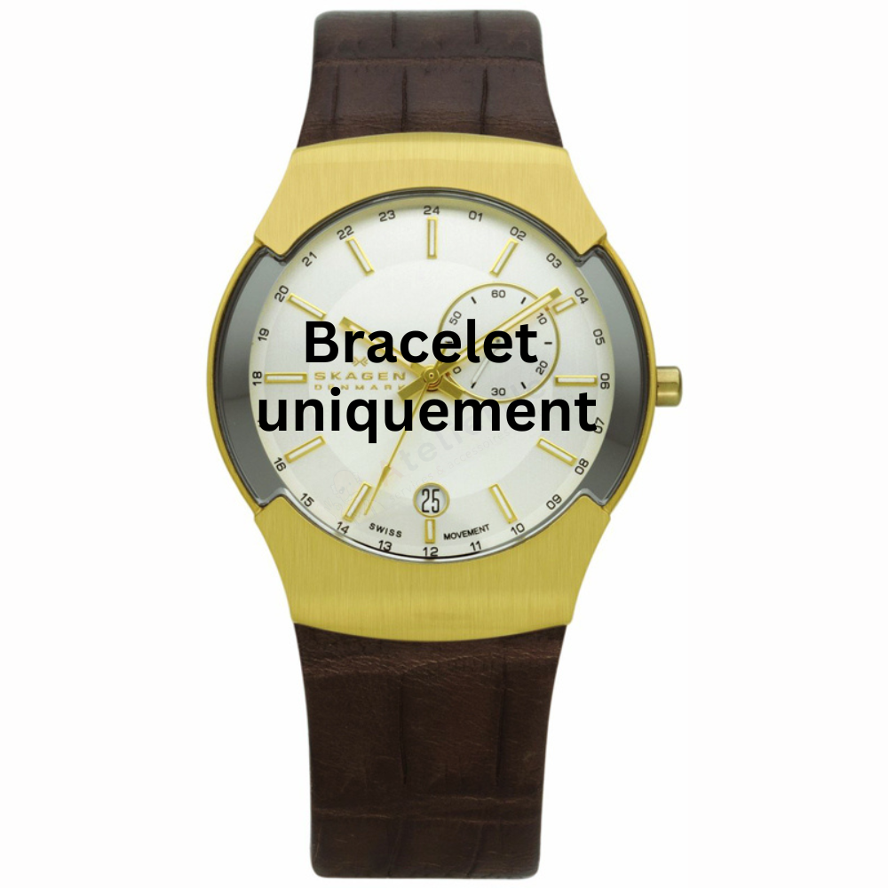 Bracelet cuir marron Skagen - 983 XLARGE / 983XLGLD-Bracelet de montre-AtelierNet