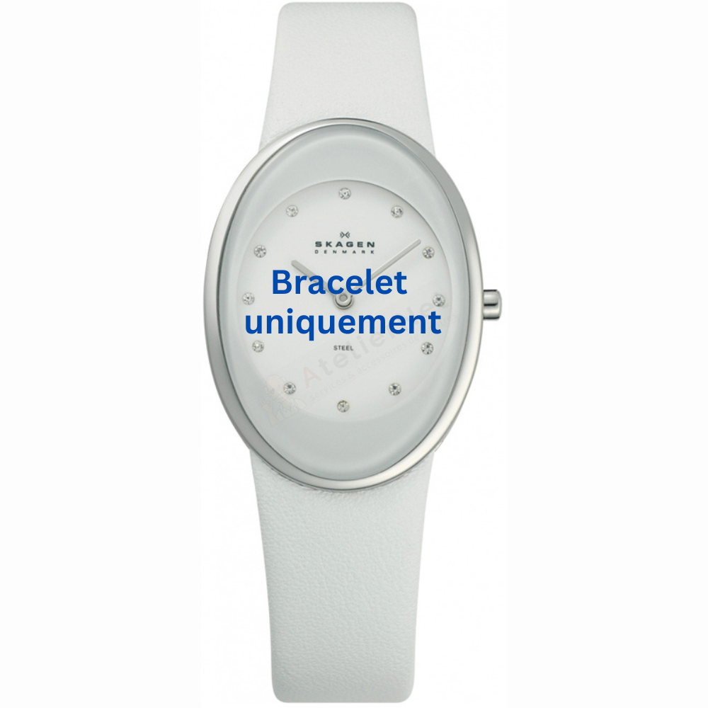 Bracelet cuir blanc Skagen - 648 SMALL / 648SSLWW-Bracelet de montre-AtelierNet